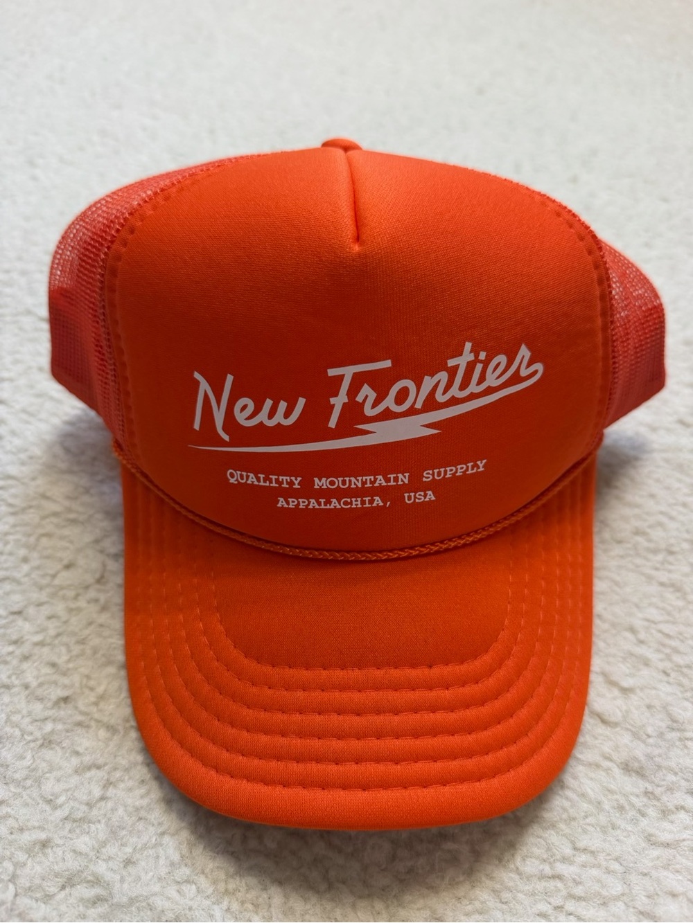 New Frontier Bright Orange Mesh Trucker Hat
